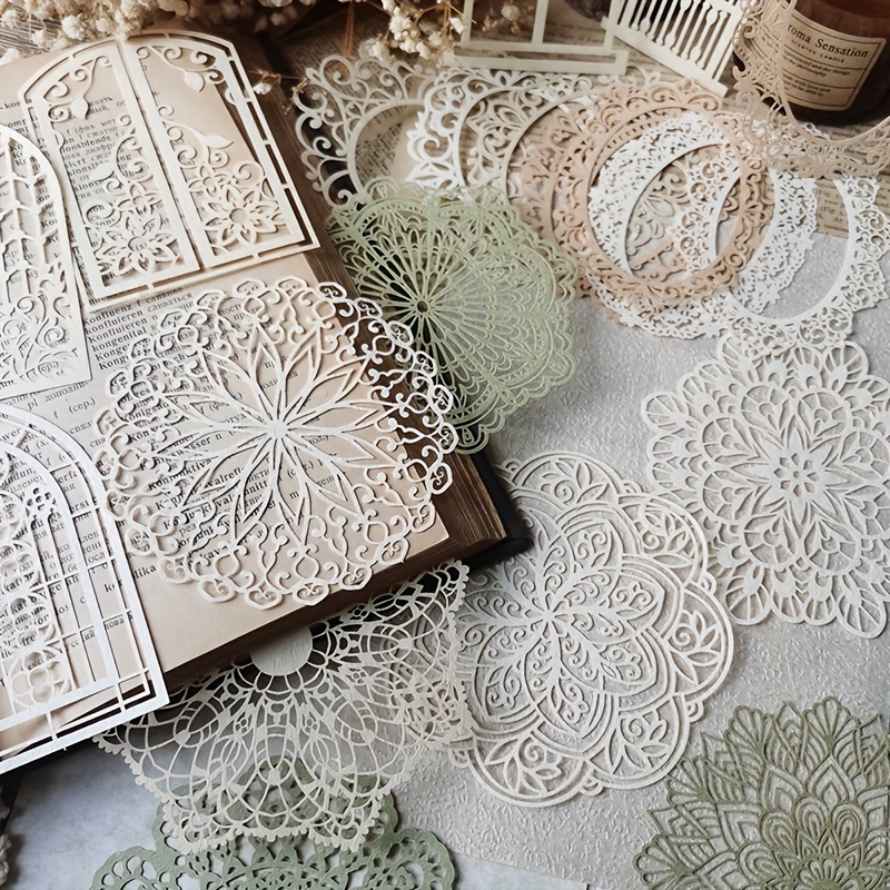 Ink Blotter Paper - 10 ชิ้น Vintage Lace Hollow วัสดุกระดาษผีเสื้อหัตถกรรมกระดาษขยะสมุดบันทึกตกแต่ง