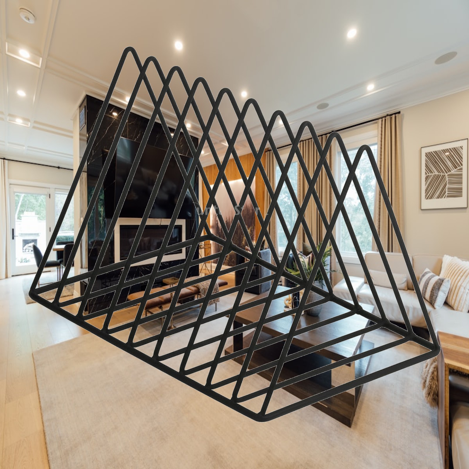 Magazine Holder Rack - ที่จัดระเบียบของบนโต๊ะทำงาน ทำจากลวดเหล็ก โครงสร้างสามเหลี่ยม แข็งแรง ทนทาน ชั้นวางโชว์อัลบั้มไวนิล