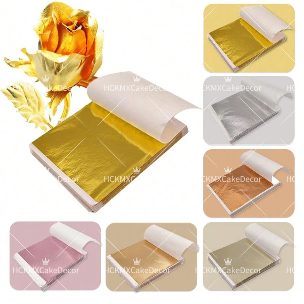 Ink Blotter Paper - แผ่นฟอยล์ทองคำเทียม 100 ชิ้น หลายสี สำหรับงานตกแต่งงานฝีมือ เล็บ