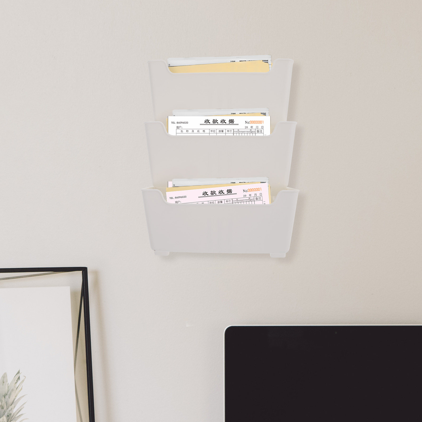 Magazine Holder Rack - 1 ชุด ที่จัดระเบียบเอกสารติดผนังแบบใส ชั้นวางพลาสติกแบบแขวน ที่เก็บนิตยสารและจดหมาย ที่เก็บเอกสารสำนักงาน