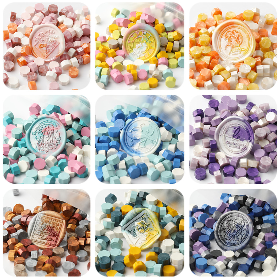 Wax Seal Stamp Set - 200 ชิ้น/ถุงแปดเหลี่ยมผสมสีขี้ผึ้งปิดผนึกลูกปัดสําหรับแสตมป์,เหมาะสําหรับซองจดหมายการ์ด,เชิญงานแต่งงาน,ห่อของขวัญ