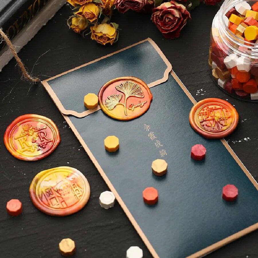 200 ชิ้น/ถุงแปดเหลี่ยมผสมสีขี้ - Wax Seal Stamp Set บทวิจารณ์และราคา