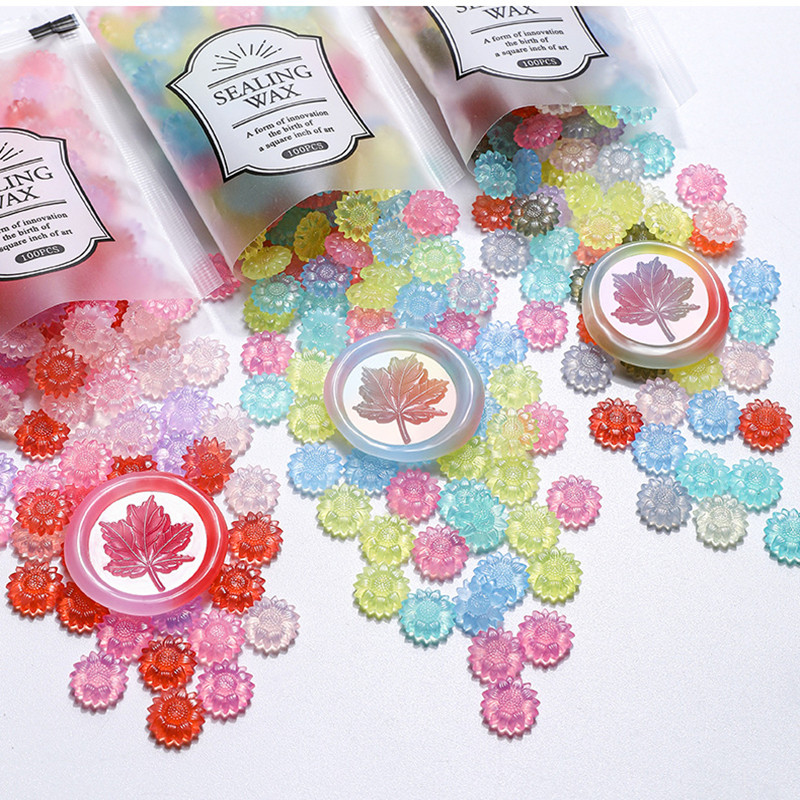 100pcs ดอกทานตะวันโปร่งแสงซีลข - Wax Seal Stamp Set บทวิจารณ์และราคา